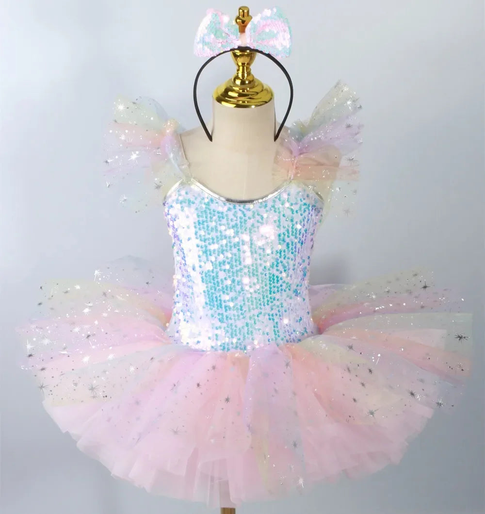 Summer Ballet Skirt Girl Dress Kids Outfit Vestidos Tutu Girls Dresses Dance Costume Baby Clothing Ballerine Children's Day
