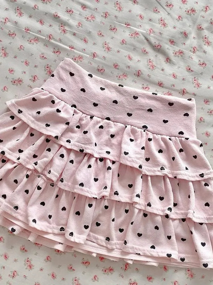 Women Cute Lace Ruffles Party Mini Skirts Harajuku Y2k Faldas Mujer Lolita Style Princess Vintage Cake Skirt Sweet Kawaii