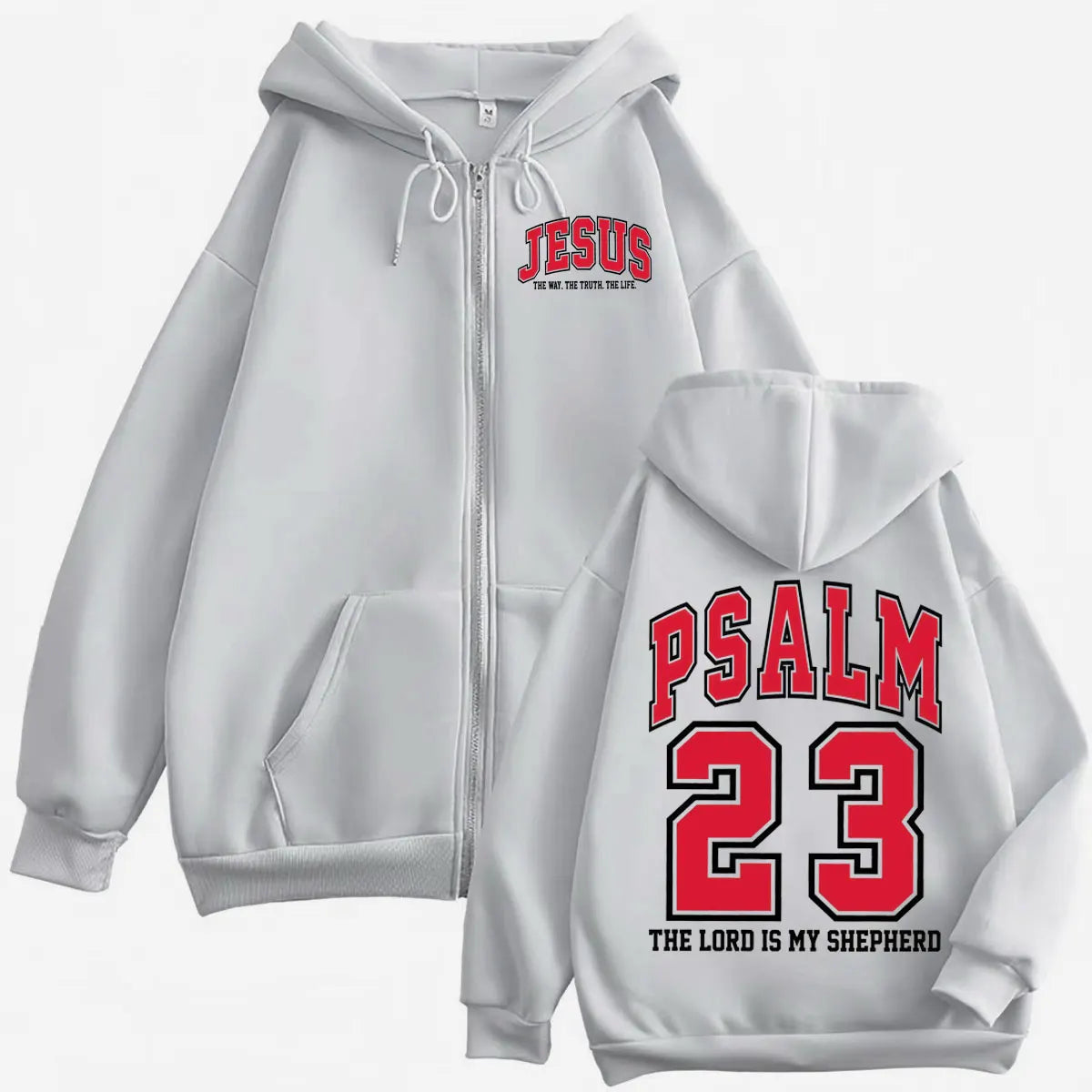 Christian Bible Verse Jesus Zipper Hoodie High Street Fashion Trend Zip Up Pullovers Men Women Casual Loose Hooded Sweatshirts