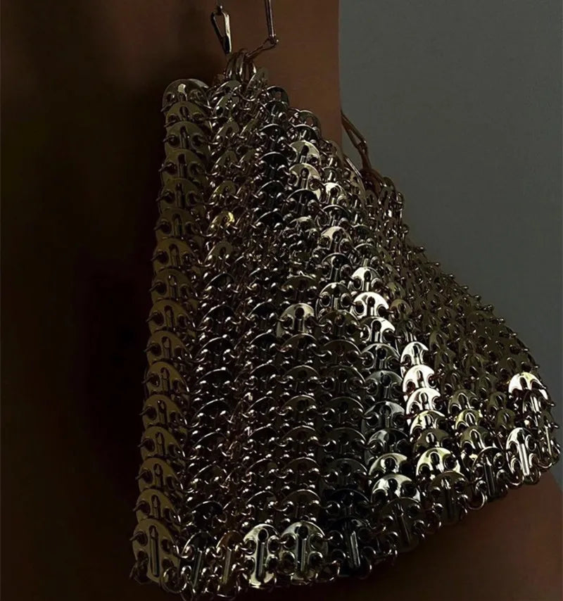 Designer Aesthetic Bags Women's Bag Handbag Hand Woven Metal Chain Tote Bag Clutch Luxury Trend Travel Holiday Shoulder Bag