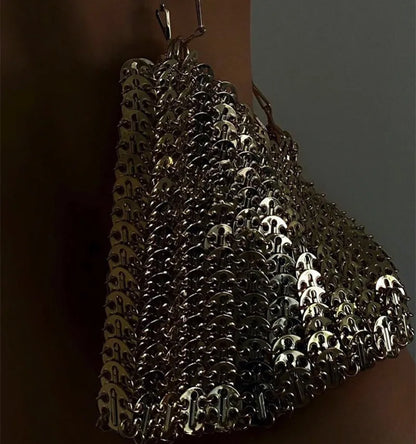 Designer Aesthetic Bags Women's Bag Handbag Hand Woven Metal Chain Tote Bag Clutch Luxury Trend Travel Holiday Shoulder Bag