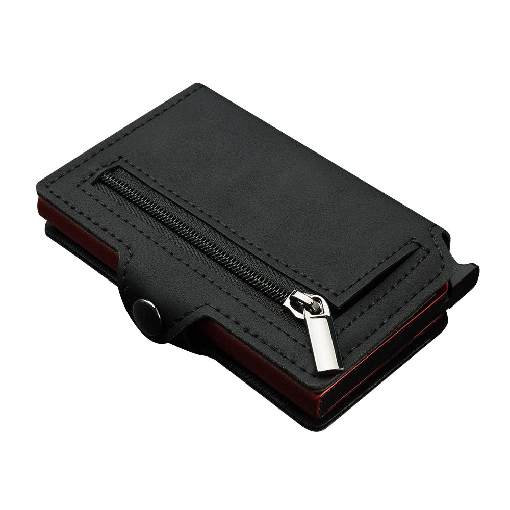 Men Card Holder Premium Leather Credit Card Wallet Small Bag Slim Minimalist Pop Up Cardholder Case with Coin Purse