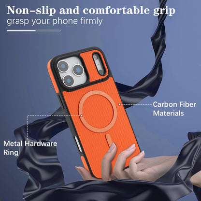 Luxury Carbon Fiber Magnetic Leather Phone Case For iPhone 17 Pro Max 16 Plus 15 14 13 12 For Magsafe Shockproof Slim Fit Cover