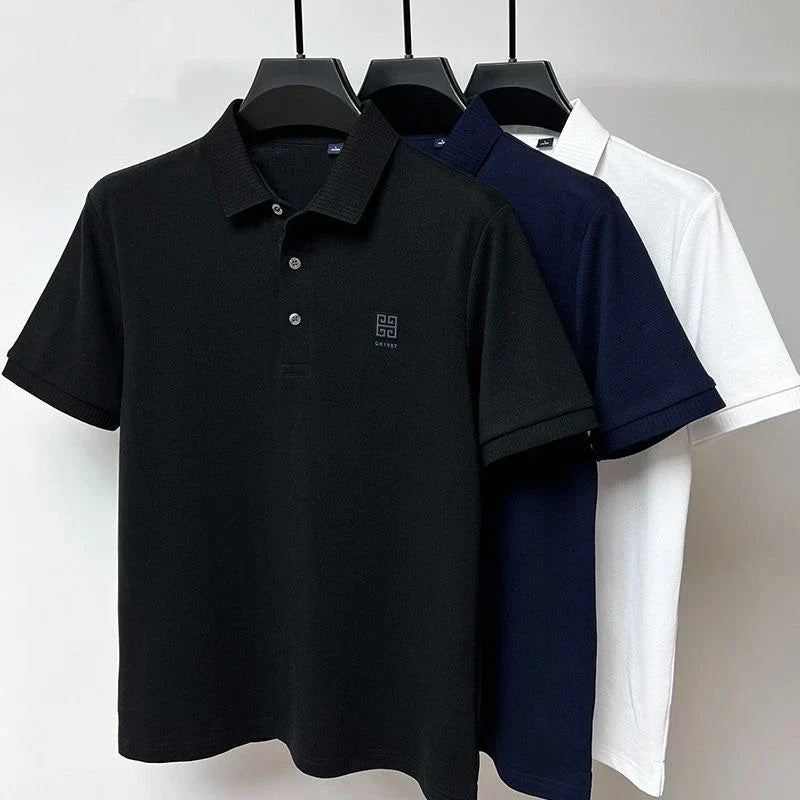 100% cotton breathable polo shirt short sleeve men's brand T-shirt 2023 summer high-end embroidery casual loose Paul shirt men's