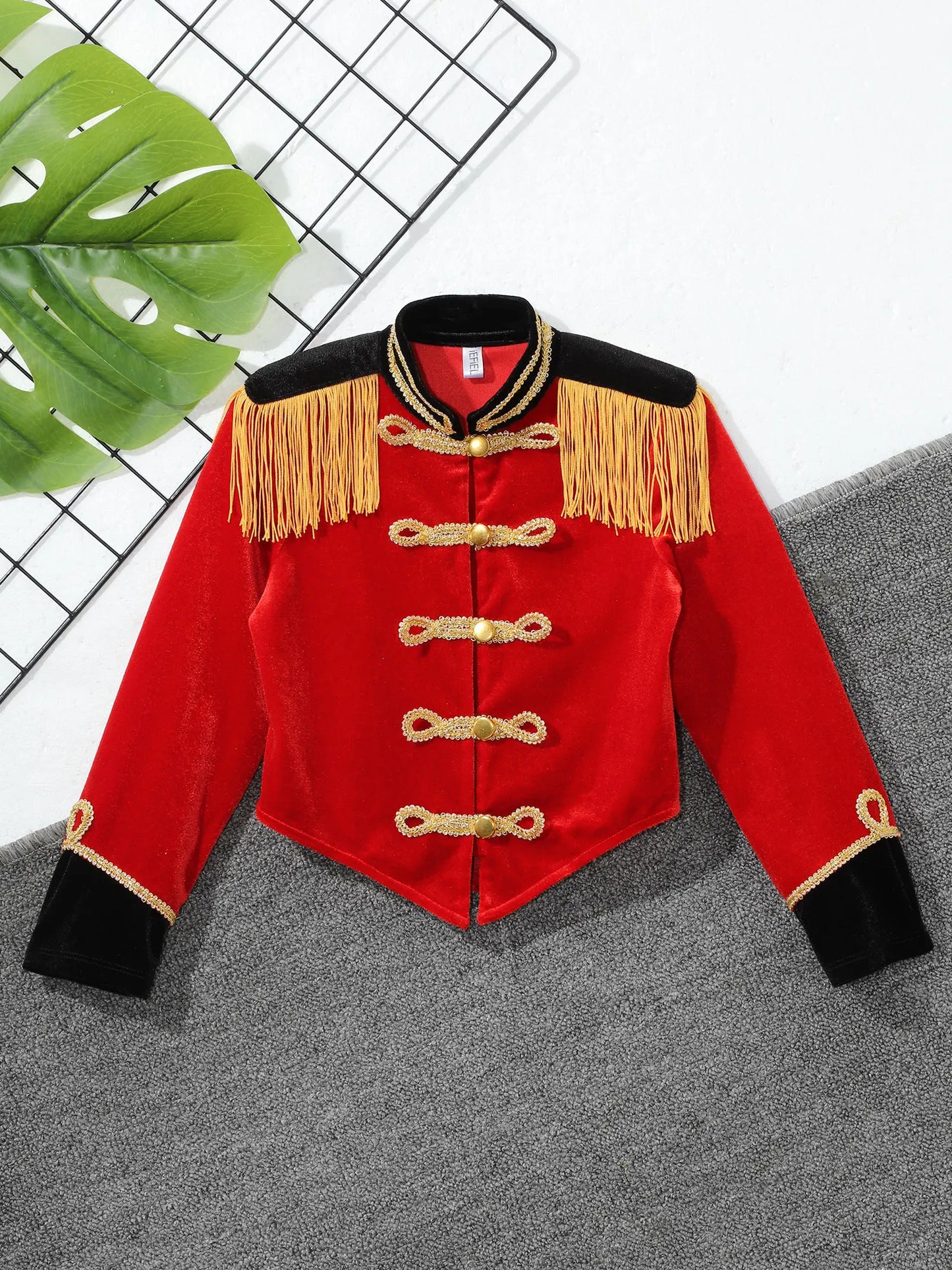 Kids Girls Boys Drum Major Costume Marching Band Uniform Ringleader Drummer Halloween Cosplay Performance Prince Costume