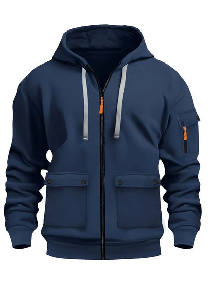 Zipper Hoodies 2025 Autumn Winter Men's New Long Sleeve Hooded Sweatshirt Fashion Pocket Decoration Male Fleece Outfit Sports