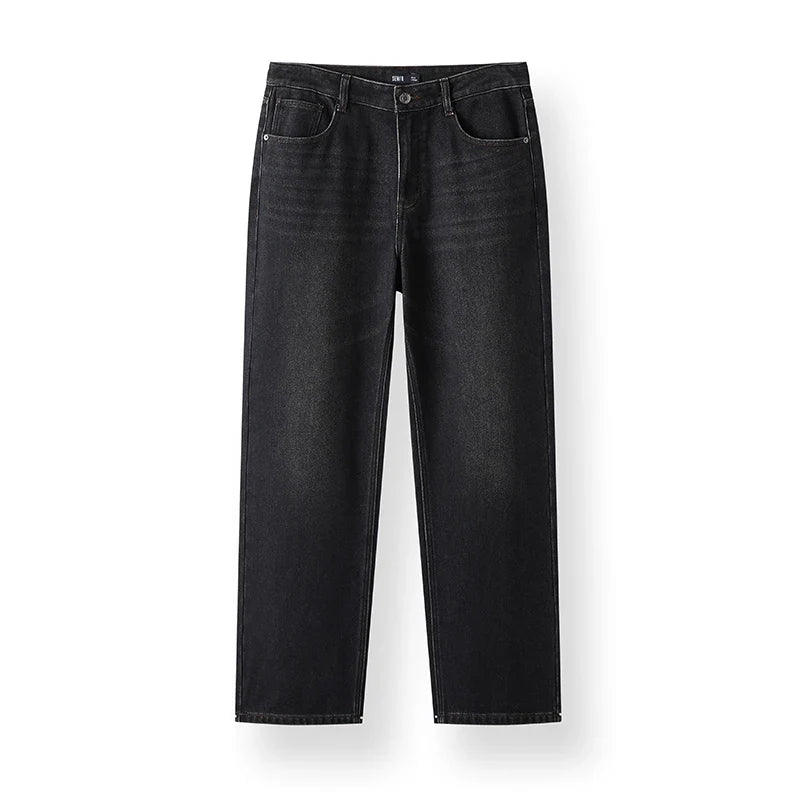 Jeans Men Vintage Washed Whiskered Loose Fit Straight Leg Classic Casual Pants 2025 Autumn Winter