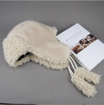 Real Fur Wool Hat Unisex New Winter Warm Bomber Russian Ushanka Hats With Ear Flaps Cow Leather Thick Snow Earflaps Baseball Cap