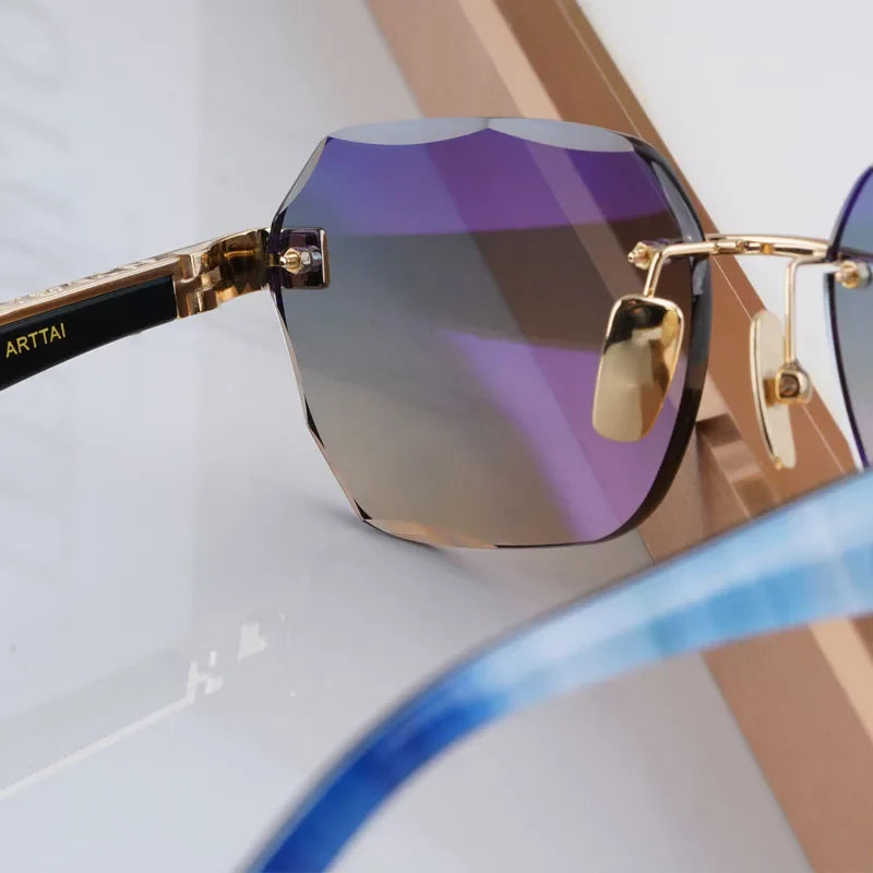 Rimless Luxury Sunglasses Gradient Square Handmade Germany Top Quality Designer Fashion Trendy UV400 Men Women Gafas