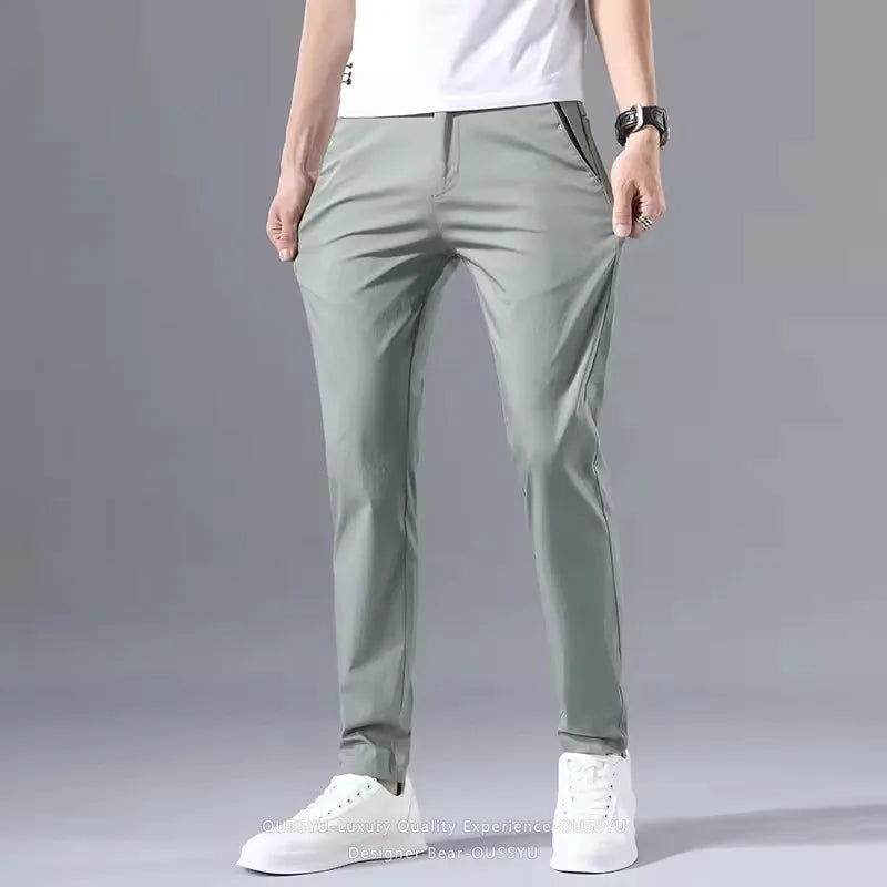 Summer Thin Slim Casual Pants Men Classic Business Cotton Stretch Golf Trousers Korean Male Clothing Work Khaki Chino Pants Man