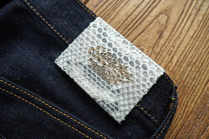 Mens Jeans Rainbow Sanforized Selvedge Denim Jeans Man Python Skin Labels Regular Fit 14 Oz