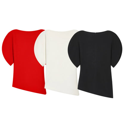 Spring Summer Women Casual Asymmetrical T-Shirts Fashion Solid Female O-Neck Short Puff Sleeve Blouse Lady Office Chic Tops