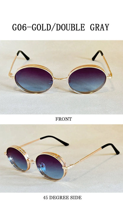 2025 Oval Sunglasses Women Trendy Retro Vintage Steampunk Sunglass Men Fashion Glasses Lentes De Sol Mujer Lunette Soleil Femme