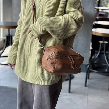 2026 New Leisure Genuine Leather Lightweight Women Shoulder Crossbody Bag Retro Soft Cowhide Versatile Bag