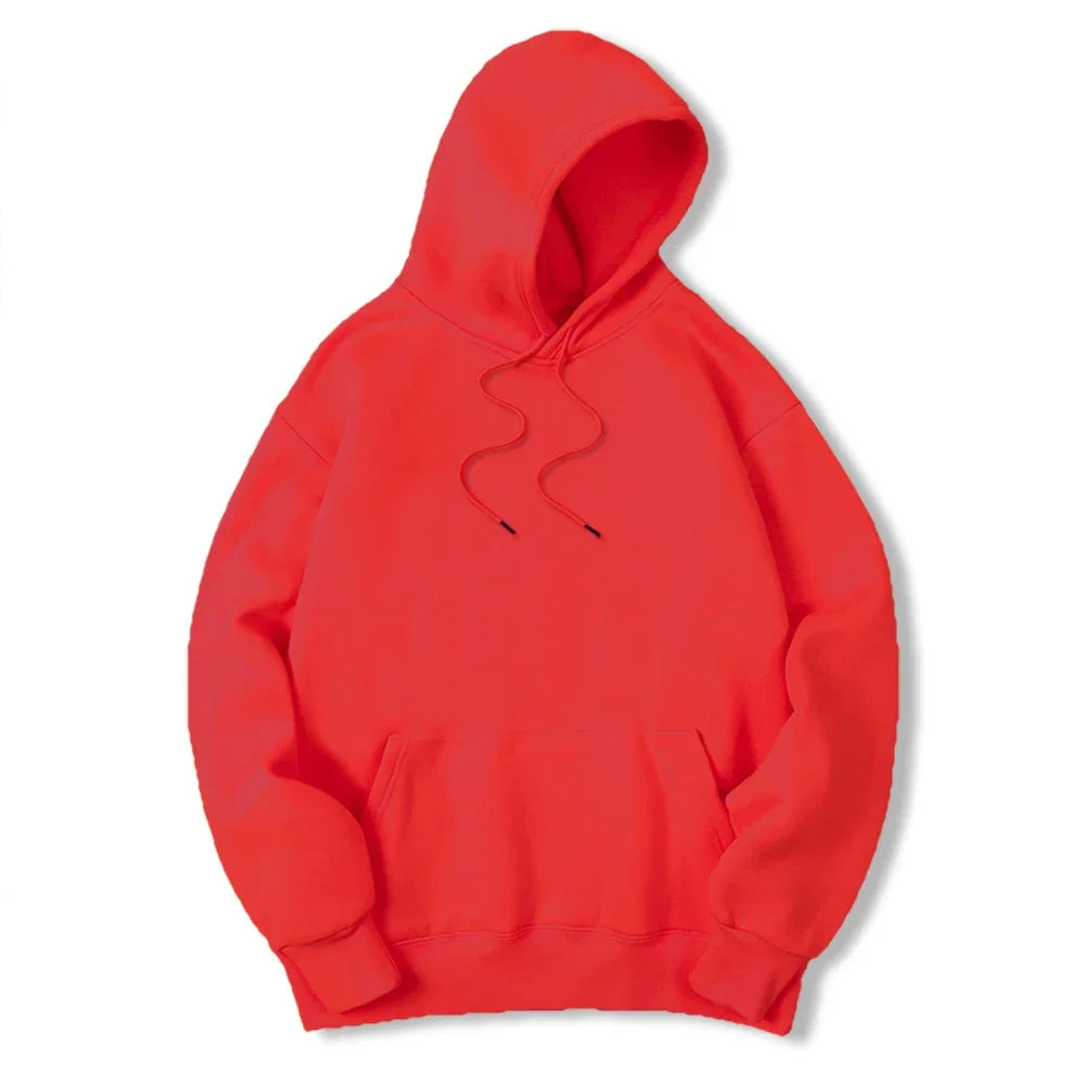 2025 Men's Solid Color Hooded Sweaters Men's Warm Wool Sweater Fashionable Street Clothing Loose  Breathable Jersey Brand Hooded