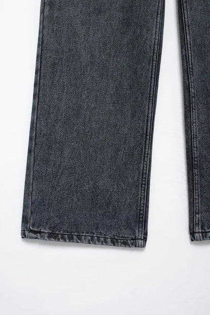 2024 Women's Street Fashion Denim Blue Jeans Distressed Patchwork High Waist Zipper Fly Ripped Retro Long Pants