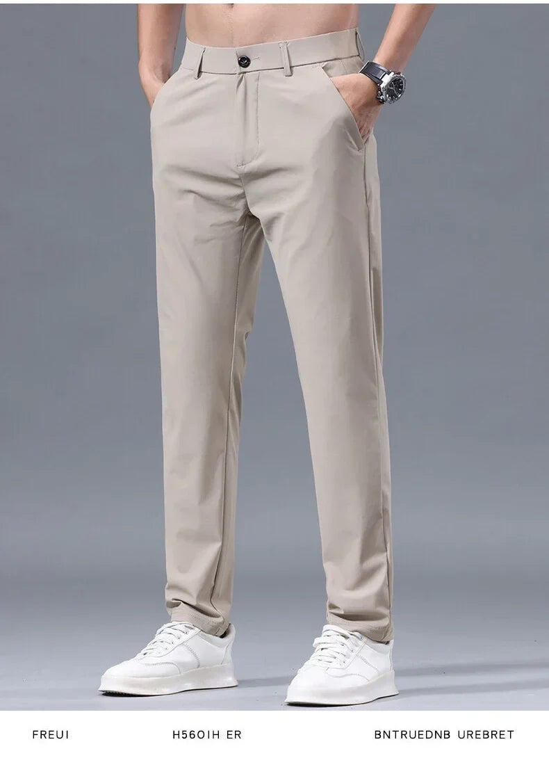 Summer New Stretch Soft Suit Pants Men Thin Fashion Business Elastic Waist Korean Slim Brand Clothes Casual Formal Trousers Male