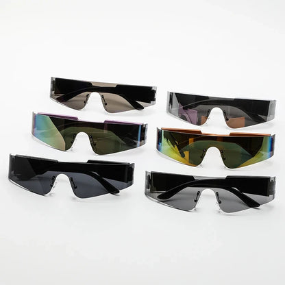 Cycling Punk One Piece Sunglasses Women Goggle Mirrored Y2K Sun Glasses Men 2000'S Wrap Around Eyeglasses Fashion Eyewear