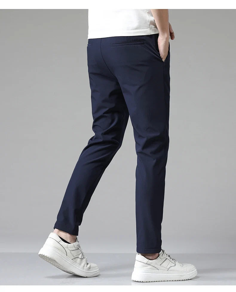 2024 Summer New  Men's Thin Straight Casual Pants Classic Style Light Gray Business Stretch Trousers Male Brand