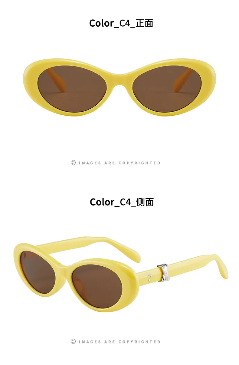Vintage Oval Sunglasses NEW Women Luxury Brand Designer Small Oval Sun Glasses Retro Fashion Shades Men Eyegalsses Gafas De Sol