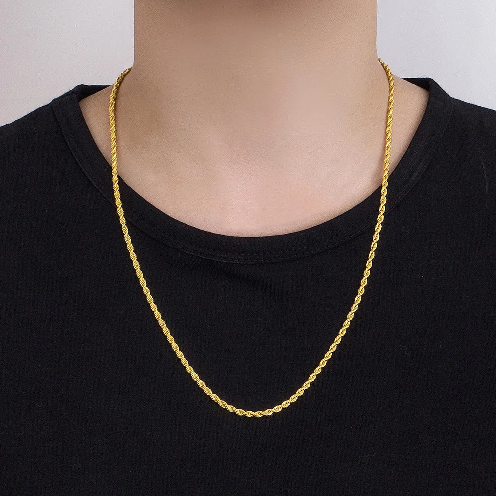 Men 100%925 Sterling Silver 3mm Twist Rope Chain Necklace Women Diamond Cut Clasp Box Chain 16-30 inch Chocker Jewelry Boy Gifts