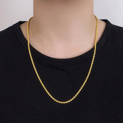 Men 100%925 Sterling Silver 3mm Twist Rope Chain Necklace Women Diamond Cut Clasp Box Chain 16-30 inch Chocker Jewelry Boy Gifts