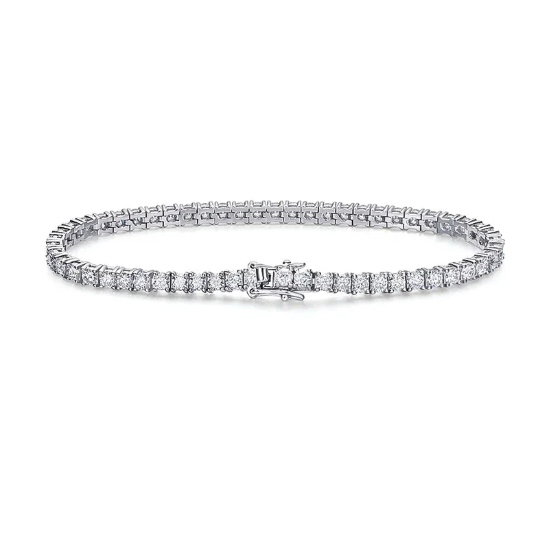 3/4/5mm Pass Diamond Test Moissanite Tennis Bracelets for Women Men Original 925 Sterling Silver Bangles with Certificate