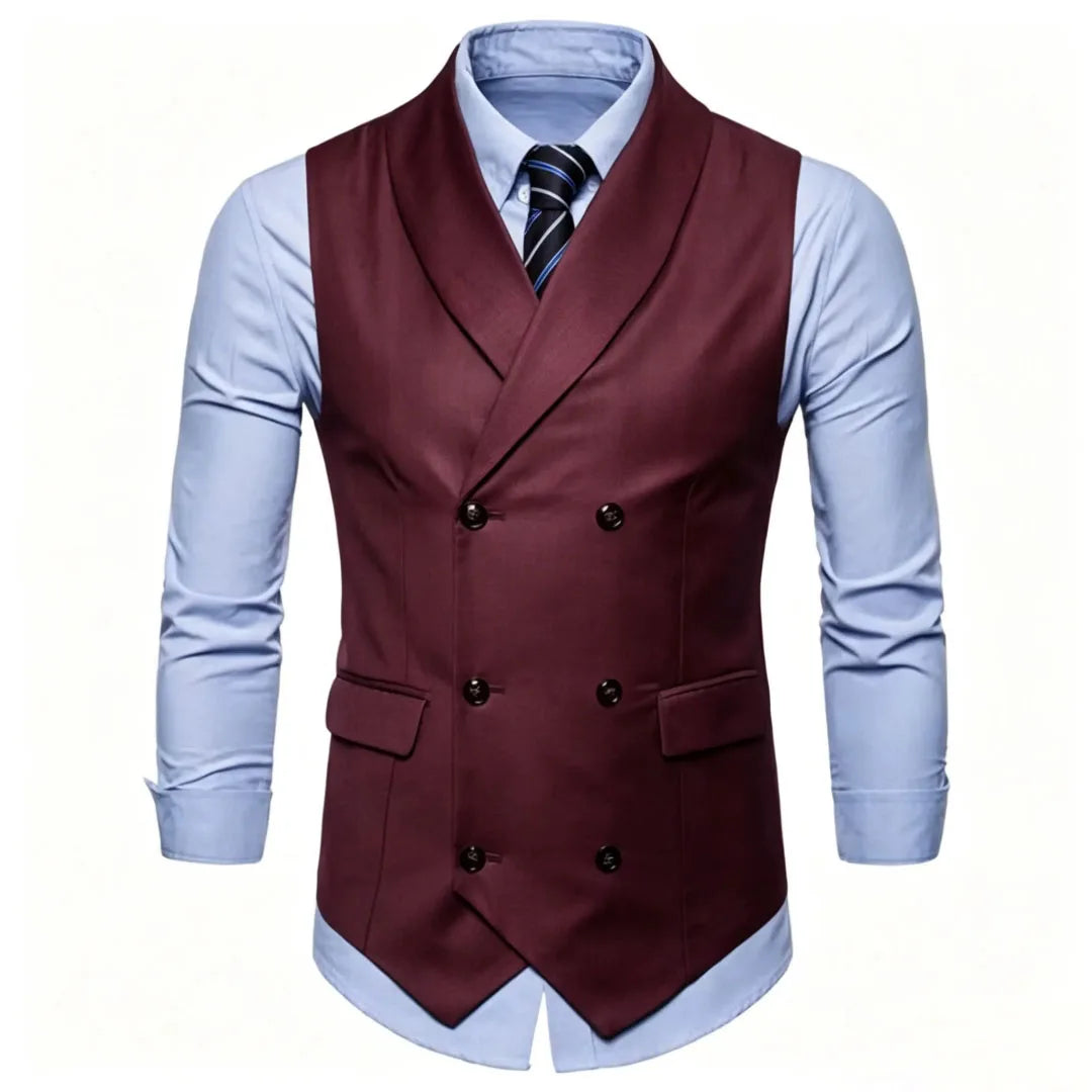 Men Vest White Solid Double Button With Lapel Waistcoat For Wedding Banquet Prom Business Office Work Casual Daily Men Suit Vest