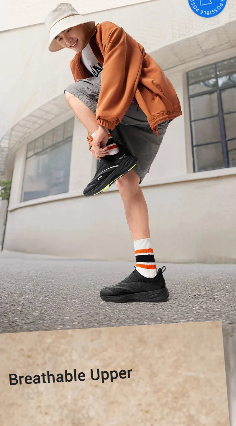 Men's SOFT GO 2 Walking Shoes COMFOAM Slip-on Soft Thick Heel LiNing Comfortable Wearable Sports Casual Shoes AGLV005
