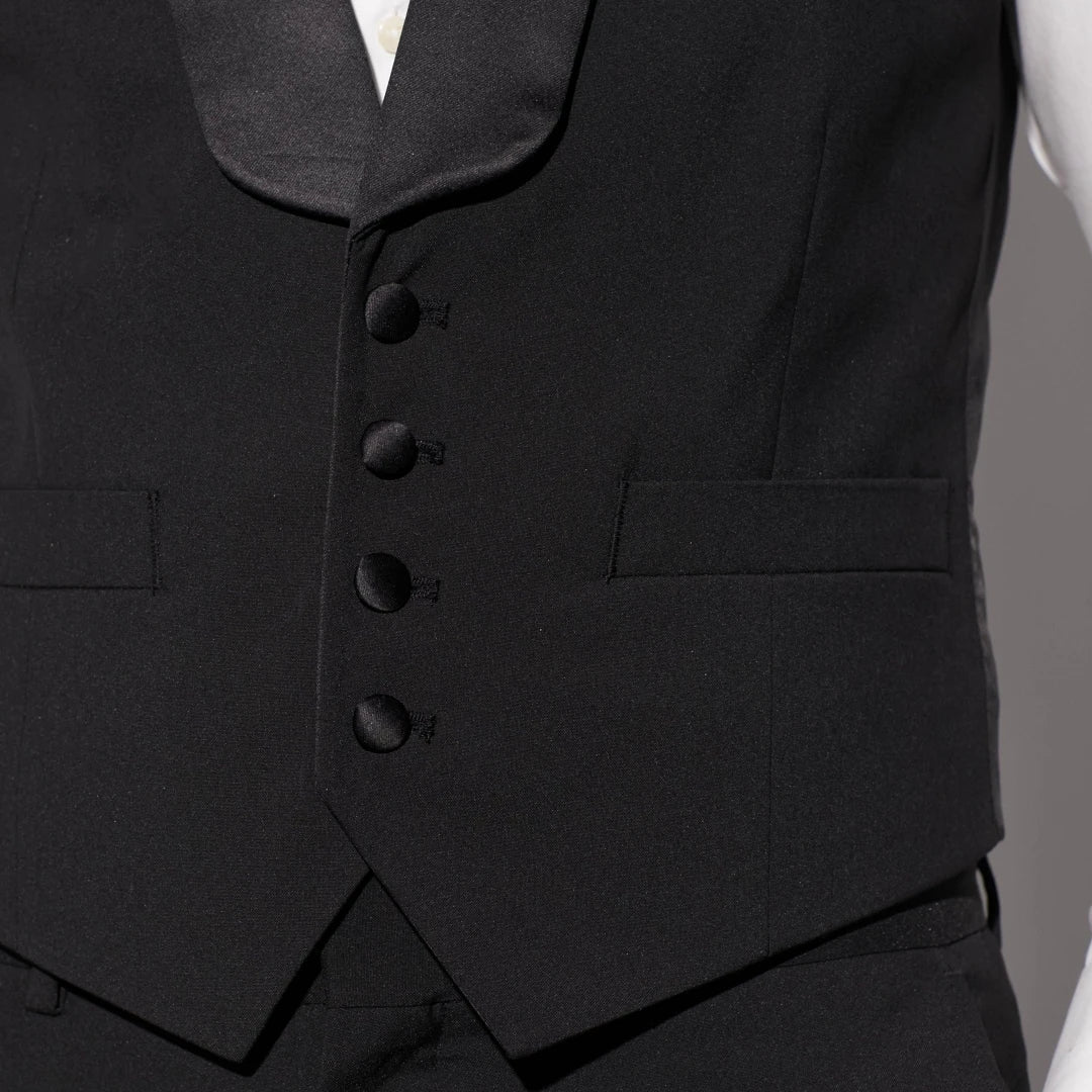 Men Vest Black With Bright Lapel Single Button Waistcoat For Wedding Birthday Party Prom Business Work Daily Men Suit Vest