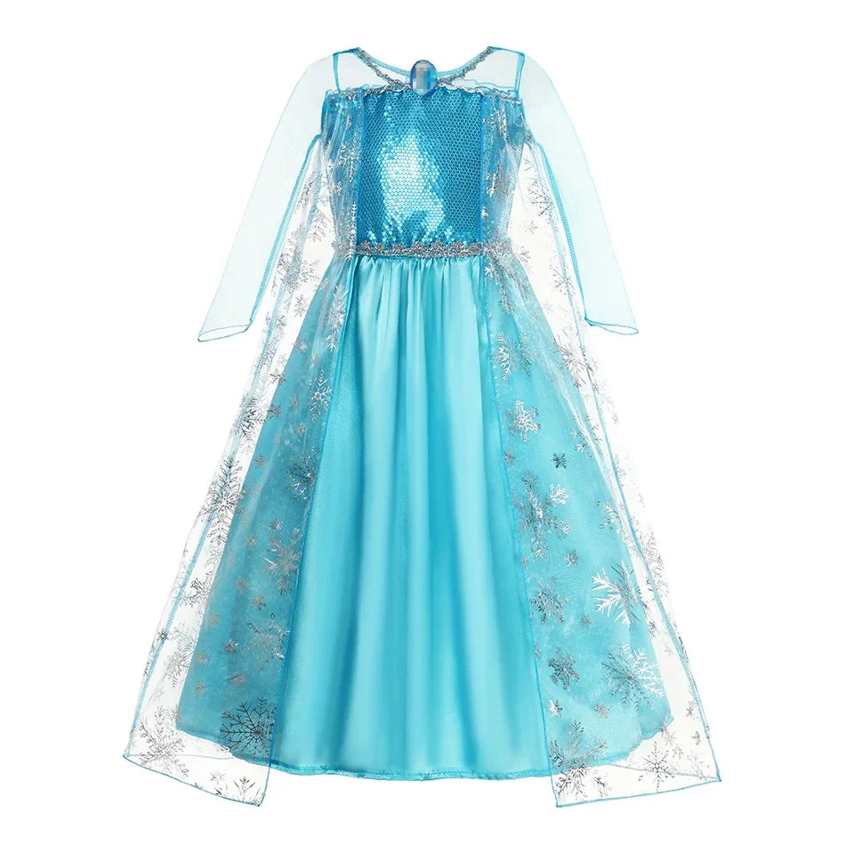 Elsa Anna Kid Princess Girls Dress Rapunzal  Kids Cosplay Halloween Vestidos Children Costume Birthday Party Dress