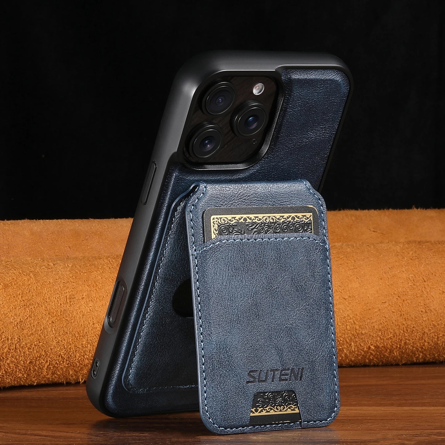 Wireless Charging Magnet PU Leather Phone Case Card Holder Stand For iPhone 17 Pro Max 16 Plus 15 Pro 13 12