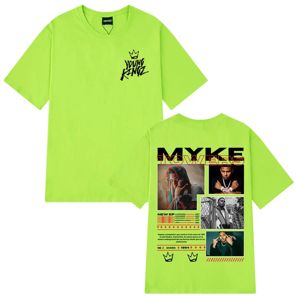 Rapper Myke Towers Graphic T-shirts Men Women Fashion Hip Hop Oversized T Shirt Comfort Cotton Short Sleeve T-shirt Streetwear