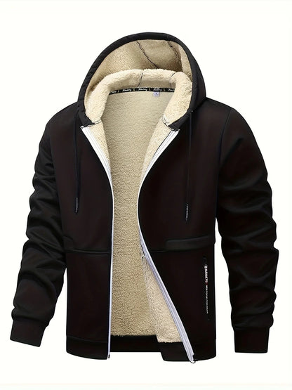 Winter Lambswool Zipper Hoodies Thicken Warm Jackets Long Sleeve Sweatshirts Casual Sports Fleece Black Coats Hooded Men Coat To
