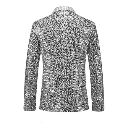 2026 New Men's Blue Sequin Suit Jacket, Silver Asian Fit Formal Dress Coat, Red Green Gold Black Long Sleeve Blazers. M-5XL 6XL