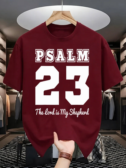 Psalm Number 23 Printing T-Shirt Men Cotton Crewneck T Shirts Summer Loose Basics Clothing Fashion Unisex Retro Short Sleeve