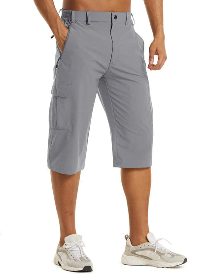 Below Knee Length 3/4 Long Shorts Men's Outdoor Capri Pants Multi Pocket Summer Twill Work Cargo Pants Man