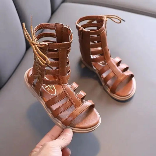 2026 Summer New Girls Beach Princess Roman Sandals Breathable Side Zipper Soft Sole Bestseller