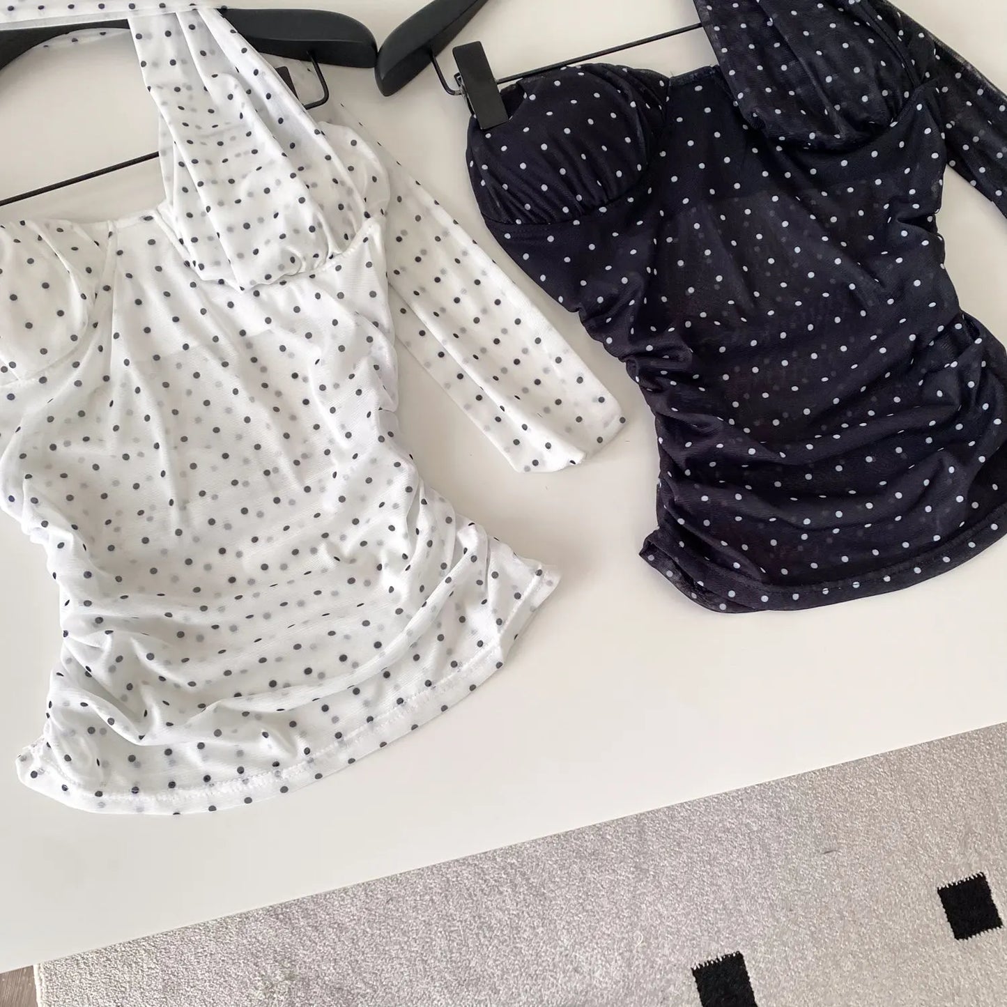 Polka Dot Holiday Top Women Strapless Backless Ribbons Sheer Spicy Girl Camisole 2026 Summer Mesh Hotsweet Sexy Camis
