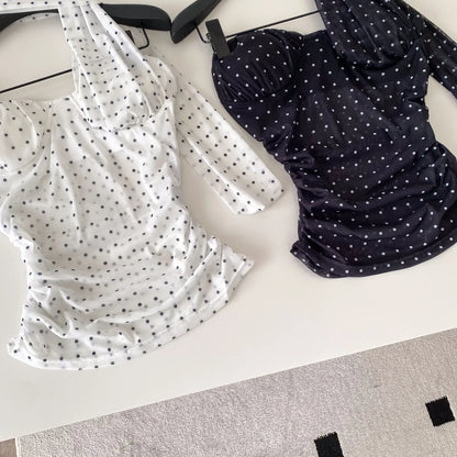 Polka Dot Holiday Top Women Strapless Backless Ribbons Sheer Spicy Girl Camisole 2026 Summer Mesh Hotsweet Sexy Camis