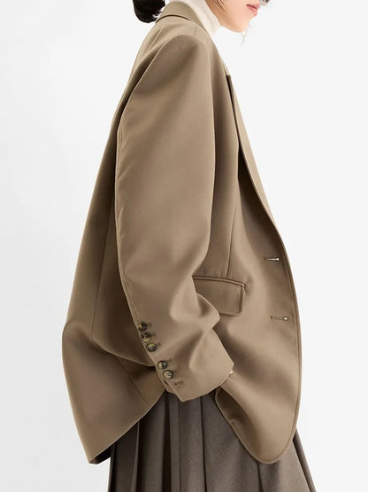 A Must-Have for Commuting~ 2026 Spring Women's Plus-Size Casual Blazer with Shoulder Pads, Oversized Loose Fit with a High-End Feel