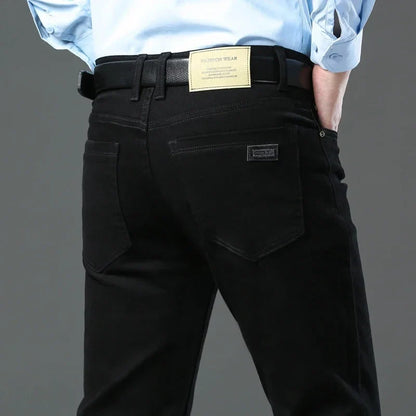Spring Autumn Fashion Brown Business Casual Stretch Denim Pants Male Brand Trousers Men's Clothing Slim Jeans Plus Size 28-44