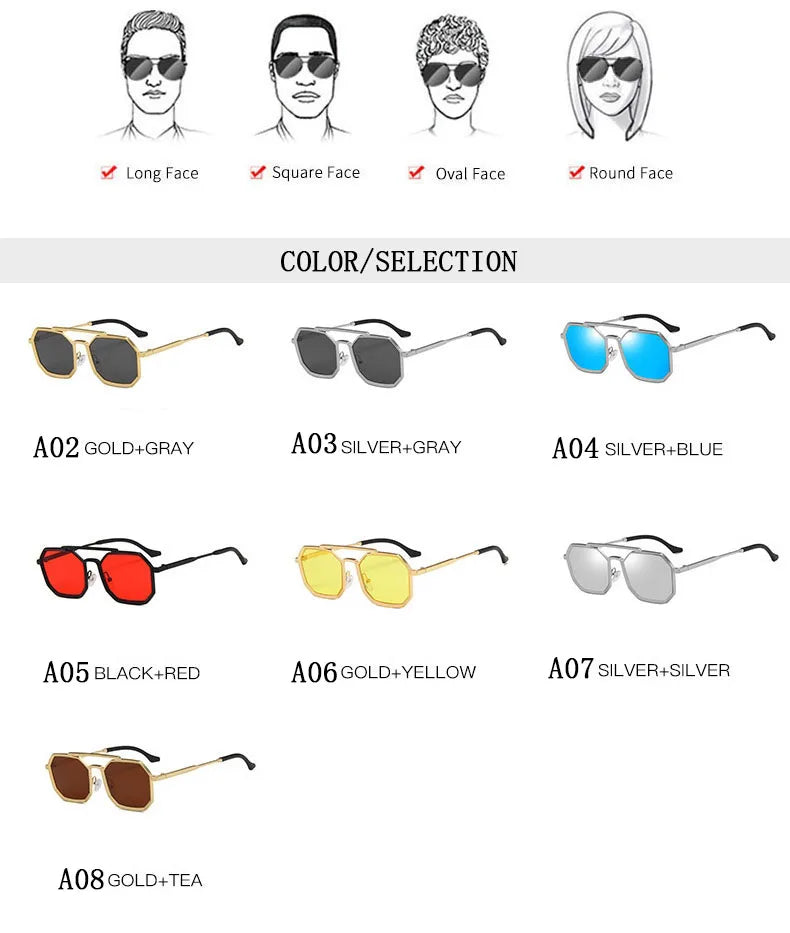 Metal Punk Square Sunglasses For Men Luxe Vintage Steampunk Sunglasses Women Trendy Retro Fashion Glasses Gafas De Sol Hombre