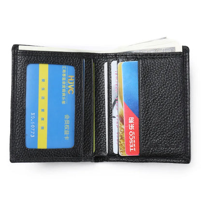 100% Genuine Leather Men Wallet Premium Product Real Cowhide Wallets For Man Short Black Credit Card Cash Receipt Holder Purse