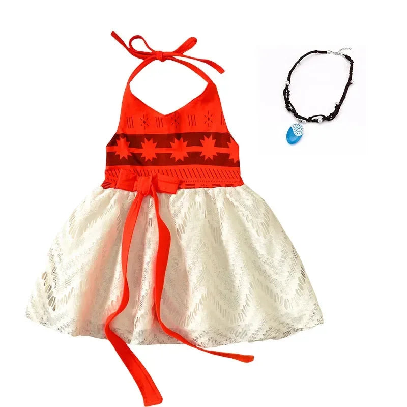 Girls Party Dresses Halloween Girls Little Moana Dress for Beach Summer Outfit Carnival Costumes Party Princess Vaiana Dress