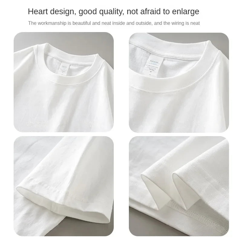 8.1Oz 230gsm Men's Pure Cotton T Shirts 2025 Summer New Oversizes Solid Color T-Shirts for Men and Women Customizable
