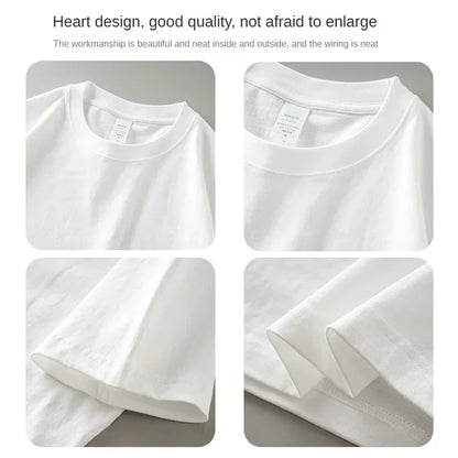 8.1Oz 230gsm Men's Pure Cotton T Shirts 2025 Summer New Oversizes Solid Color T-Shirts for Men and Women Customizable