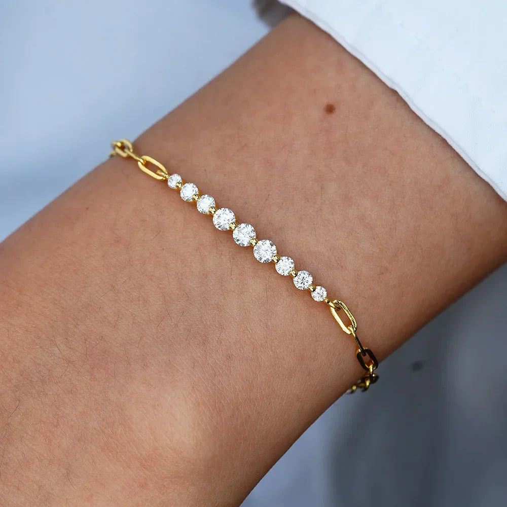 Micro Full 2/2.5/3mm D Color Moissanite Diamond Tennis Bracelet for Woman 925 Silver Plated 18k Adjustable Link Bracelets