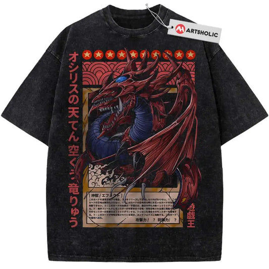 Anime Yu Gi Oh Slifer the Sky Dragon T-Shirt Men O Neck Cotton Washed T Shirts  Short Sleeve Tees Gift Tops Summer Tshirt