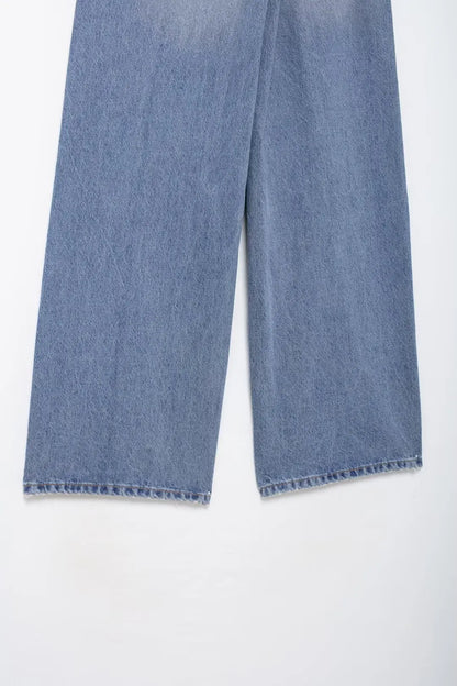 Women Fashion Denim Solid Straight Pants Jeans High Waist Full Length Casual Female Chic Lady Trousers